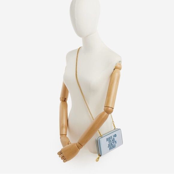 Juicy Couture Dusk Blue Velour Ella L. ‘Have No Fear’ Z/A Wallet w/ Chain Strap - Picture 12 of 12